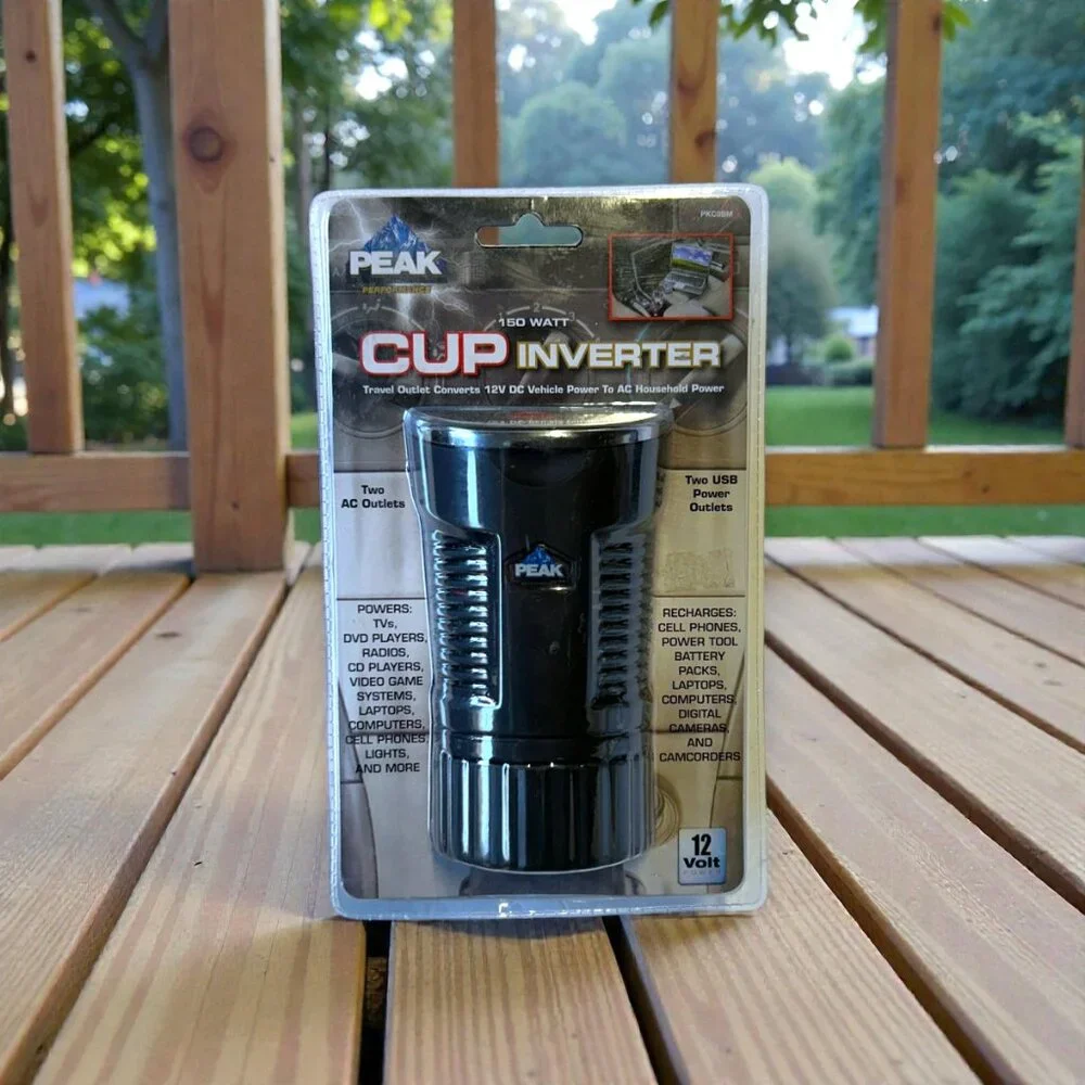 Peak 150W Cup Holder Power Inverter Mobile Outlet 12V DC